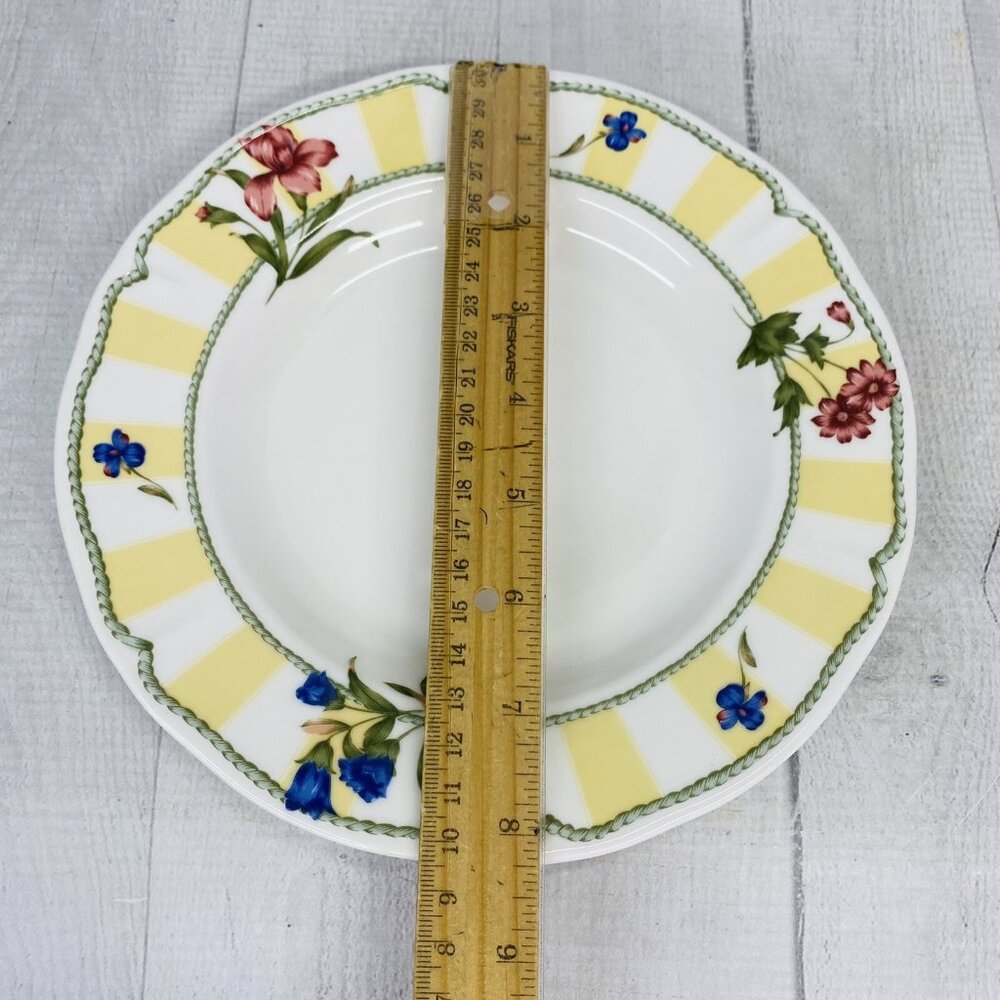 Noritake Homecraft SUMMER ESTATE Yellow Stripe Floral 8.5" Salad Plate Set of 3 - Picture 10 of 15
